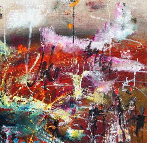 Abstract landscape, oil painting on canvas